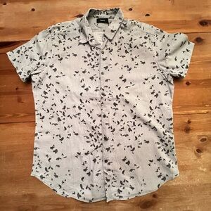 Mens Theory Cotten/Linen Short Sleeve Button Down Shirt size Large.
